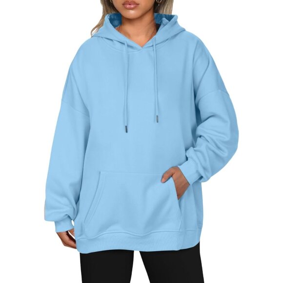 🆕 Women Blue Pullover Sweatshirts Long Sleeve Fall Winter Coat Fleece Hoodies - Picture 2 of 6